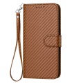 For iPhone 15 Pro YX0070 Carbon Fiber Buckle Leather Phone Case with Lanyard(Coffee)