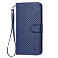 For iPhone 15 YX0070 Carbon Fiber Buckle Leather Phone Case with Lanyard(Royal Blue)