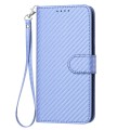 For iPhone 15 YX0070 Carbon Fiber Buckle Leather Phone Case with Lanyard(Light Purple)