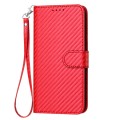 For iPhone 12 Pro Max YX0070 Carbon Fiber Buckle Leather Phone Case with Lanyard(Red)