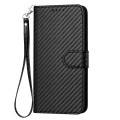 For iPhone 11 YX0070 Carbon Fiber Buckle Leather Phone Case with Lanyard(Black)