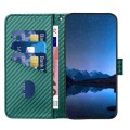 For Tecno Camon 20 Premier YX0070 Carbon Fiber Buckle Leather Phone Case with Lanyard(Dark Green)