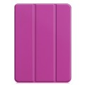 For iPad Pro 11 2024 Custer Pure Color 3-Fold Holder Smart Leather Tablet Case(Purple)