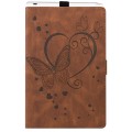 For iPad Pro 11 2024 Love Butterfly Embossed Leather Tablet Case(Brown)