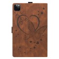For iPad Pro 11 2024 Love Butterfly Embossed Leather Tablet Case(Brown)