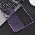 For Samsung Galaxy Z Fold5 6D Plated Carbon Fiber Clear Magsafe PC Phone Case(Aurora Purple)