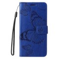 For iPhone 16 Pro 3D Butterfly Embossed Pattern Flip Leather Phone Case(Blue)