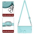For Google Pixel 6 Pro Cat Rat Embossed Pattern RFID Leather Phone Case with Lanyard(Mint Green)