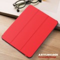 For iPad Pro 11 2022 / Air 10.9 2022 Carbon Fiber Leather Smart Tablet Case(Red)