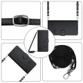 For iPhone 13 Pro Max Cat Rat Embossed Pattern RFID Leather Phone Case with Lanyard(Black)