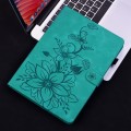 For Samsung Galaxy Tab S6 Lite Lily Embossed Leather Smart Tablet Case(Green)