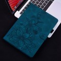 For Samsung Galaxy Tab S6 Lite Lily Embossed Leather Smart Tablet Case(Dark Blue)