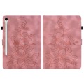 For Samsung Galaxy Tab S9 / S9 FE Lily Embossed Leather Tablet Case(Pink)