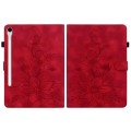 For Samsung Galaxy Tab S9 / S9 FE Lily Embossed Leather Tablet Case(Red)
