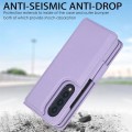 For Samsung Galaxy Z Fold4 Solid Color Multifunctional Folding Leather Phone Case with Pen Slot(Purp