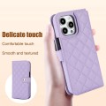 For iPhone 14 Pro Crossbody Multifunction Rhombic Leather Phone Case(Purple)