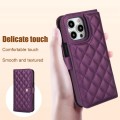 For iPhone 13 Pro Crossbody Multifunction Rhombic Leather Phone Case(Dark Purple)