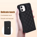 For iPhone 12 / 12 Pro Crossbody Multifunction Rhombic Leather Phone Case(Black)