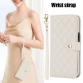 For iPhone X / XS Crossbody Multifunction Rhombic Leather Phone Case(White)
