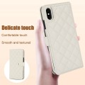 For iPhone X / XS Crossbody Multifunction Rhombic Leather Phone Case(White)
