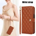 For iPhone X / XS Crossbody Multifunction Rhombic Leather Phone Case(Brown)