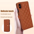 For iPhone X / XS Crossbody Multifunction Rhombic Leather Phone Case(Brown)