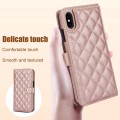 For iPhone XS Max Crossbody Multifunction Rhombic Leather Phone Case(Rose Gold)