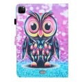 For iPad Pro 11 2024 Coloured Drawing Stitching Smart Leather Tablet Case(Owl)
