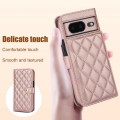 For Google Pixel 8a Crossbody Multifunction Rhombic Leather Phone Case(Rose Gold)