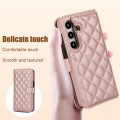 For Samsung Galaxy S23 FE 5G Crossbody Multifunction Rhombic Leather Phone Case(Rose Gold)