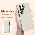 For Samsung Galaxy S23 Ultra 5G Crossbody Multifunction Rhombic Leather Phone Case(White)