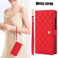 For Samsung Galaxy S21 Ultra 5G Crossbody Multifunction Rhombic Leather Phone Case(Red)