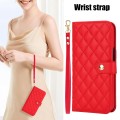 For Samsung Galaxy A15 4G/5G Crossbody Multifunction Rhombic Leather Phone Case(Red)