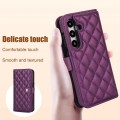 For Samsung Galaxy A15 4G/5G Crossbody Multifunction Rhombic Leather Phone Case(Dark Purple)