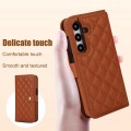 For Samsung Galaxy A55 5G Crossbody Multifunction Rhombic Leather Phone Case(Brown)