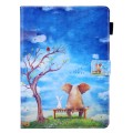For iPad Pro 11 2024 Colored Drawing Leather Smart Tablet Case(Elephant Rabbit)
