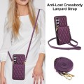 For Samsung Galaxy A55 5G YM015 Crossbody Rhombic Card Bag RFID Phone Case(Dark Purple)