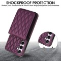 For Samsung Galaxy A55 5G YM015 Crossbody Rhombic Card Bag RFID Phone Case(Dark Purple)