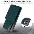 For Samsung Galaxy S21+ 5G YM015 Crossbody Rhombic Card Bag RFID Phone Case(Green)