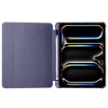 For iPad Pro 11 2024 Multi-folding TPU Leather Smart Tablet Case with Pen Slot(Lavender Purple)