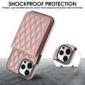 For iPhone 15 YM015 Crossbody Rhombic Card Bag RFID Phone Case(Rose Gold)