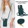 For iPhone 14 YM015 Crossbody Rhombic Card Bag RFID Phone Case(Green)
