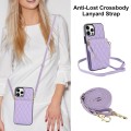 For iPhone 13 Pro Max YM015 Crossbody Rhombic Card Bag RFID Phone Case(Light Purple)
