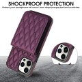 For iPhone 12 / 12 Pro YM015 Crossbody Rhombic Card Bag RFID Phone Case(Dark Purple)