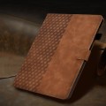 For iPad Pro 11 2024 Rhombus Embossed Leather Tablet Case(Brown)