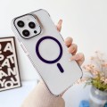 For iPhone 11 J2 High Transparent MagSafe Magnetic Frame Holder Phone Case(Dark Purple)