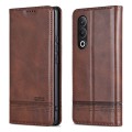 For OnePlus Nord CE4 AZNS Magnetic Calf Texture Flip Leather Phone Case(Dark Brown)