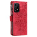 For Honor 200 Lite Global Multi-Card Totem Zipper Leather Phone Case(Red)