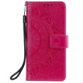 For Honor 200 Lite Global Totem Flower Embossed Leather Phone Case with Lanyard(Red)