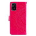For Honor 200 Lite Global Totem Flower Embossed Leather Phone Case with Lanyard(Red)